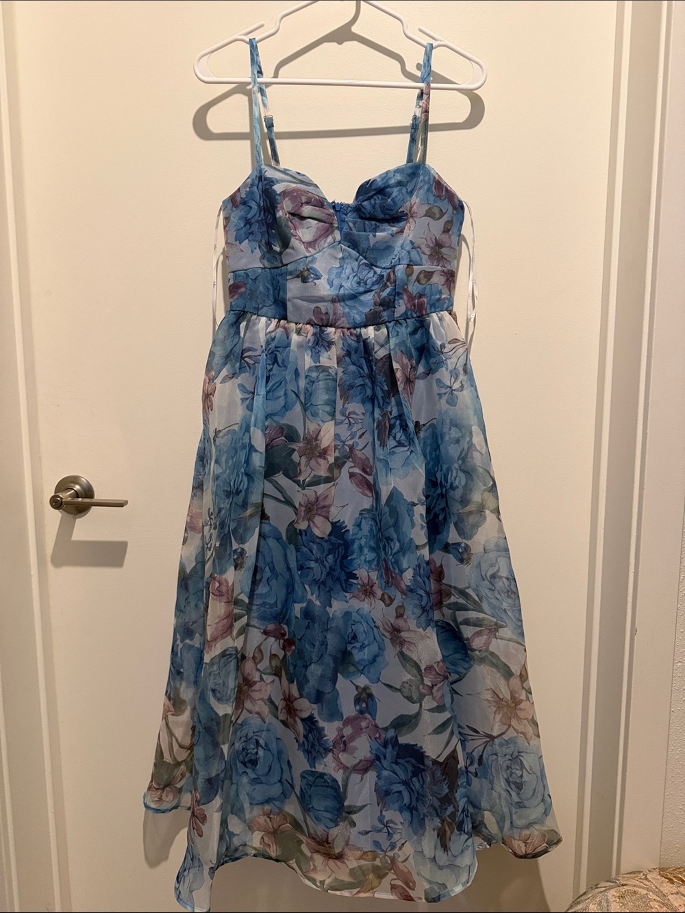 Lulu's Blue Floral Midi Dress